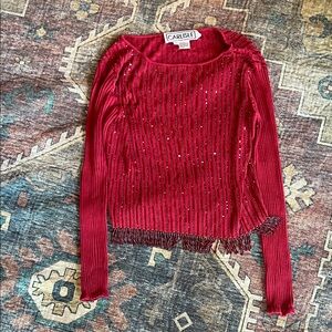 Vintage Carlisle Burgundy Silk beaded top